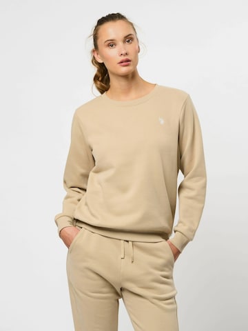 U.S. POLO ASSN. Sweatshirt 'Helen' in Beige: voorkant