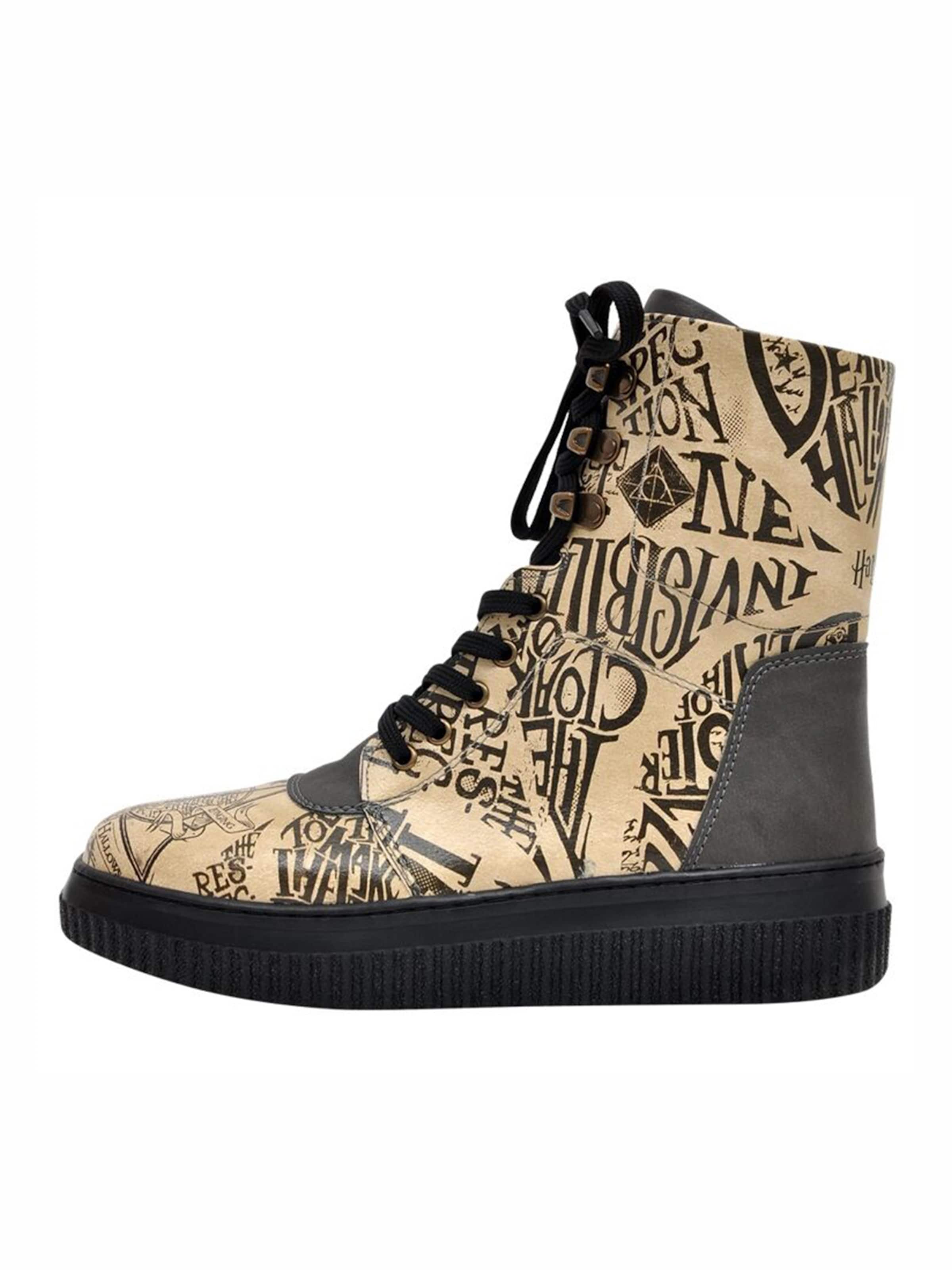 DOGO Schnürstiefel 'Deathly Hallows Harry Potter'‌‌‌‌‌‌‌‌‌ in Beige: Vorderseite