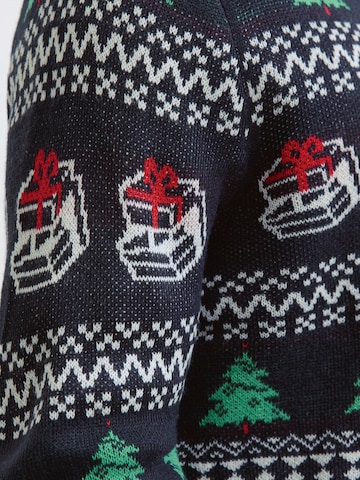 JACK & JONES Svetr 'JJXMAS ANDREW' – modrá