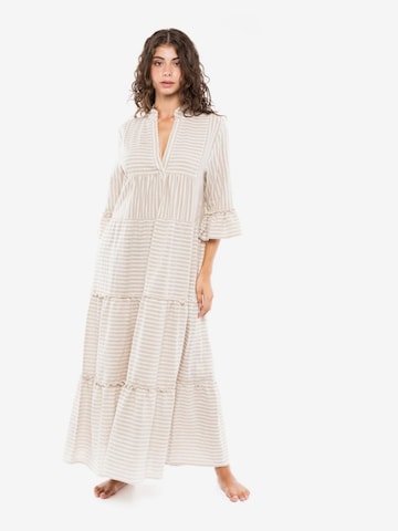 Pink LabelLjetna haljina 'BEACHWEAR SAND STRIPE' - bež boja: prednji dio