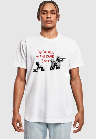 Merchcode T-Shirt 'Brandalised - In The Same Boat' in Weiß: Vorderseite
