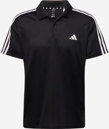 melns ADIDAS PERFORMANCE Sporta krekls 'Train Essentials Piqué 3-Stripes': no priekšpuses