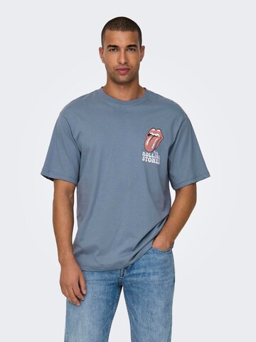 Only & Sons Shirt 'ROLLING STONES' in Blauw