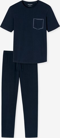 SCHIESSER Long Pajamas ' 95/5 ' in Blue: front