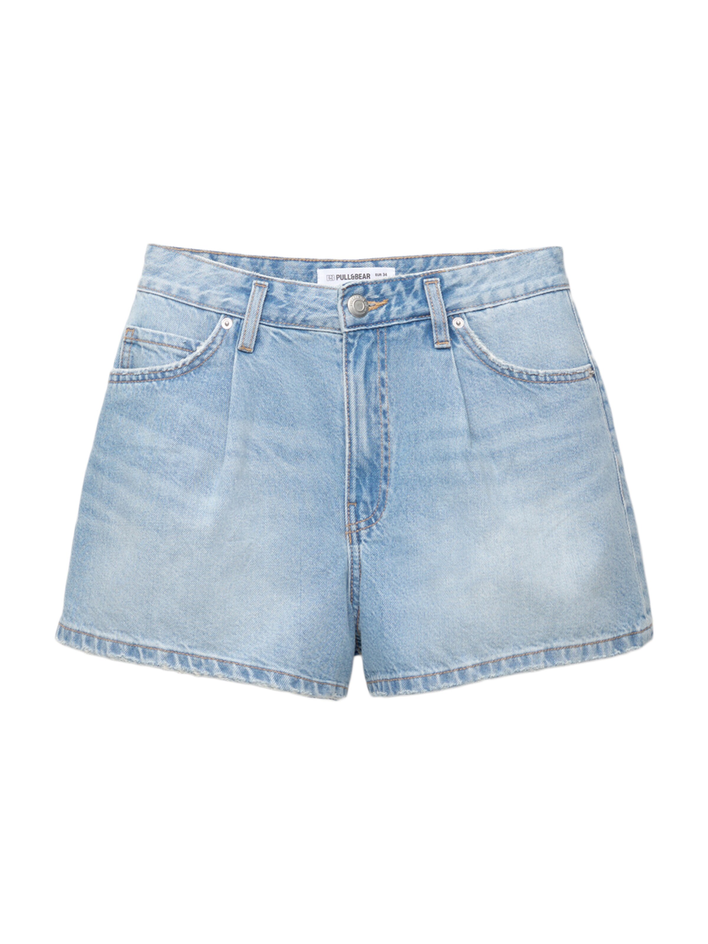 Pull&Bear Loosefit Džíny se sklady v pase – modrá: přední strana