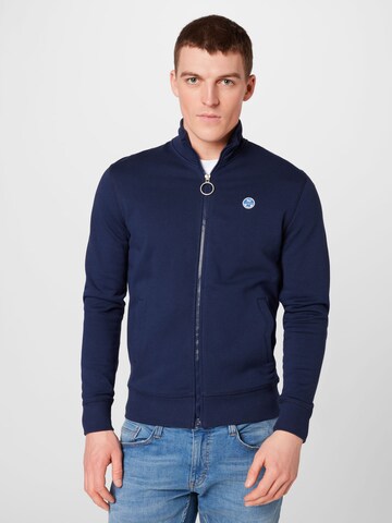 North Sails Zip-Up Hoodie in Blue: front