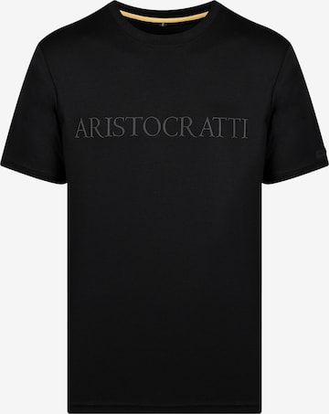 ARISTOCRATTI Тениска 'SIGNATURE – Premium T-Shirt Made from Signature Cotton' в черно: отпред