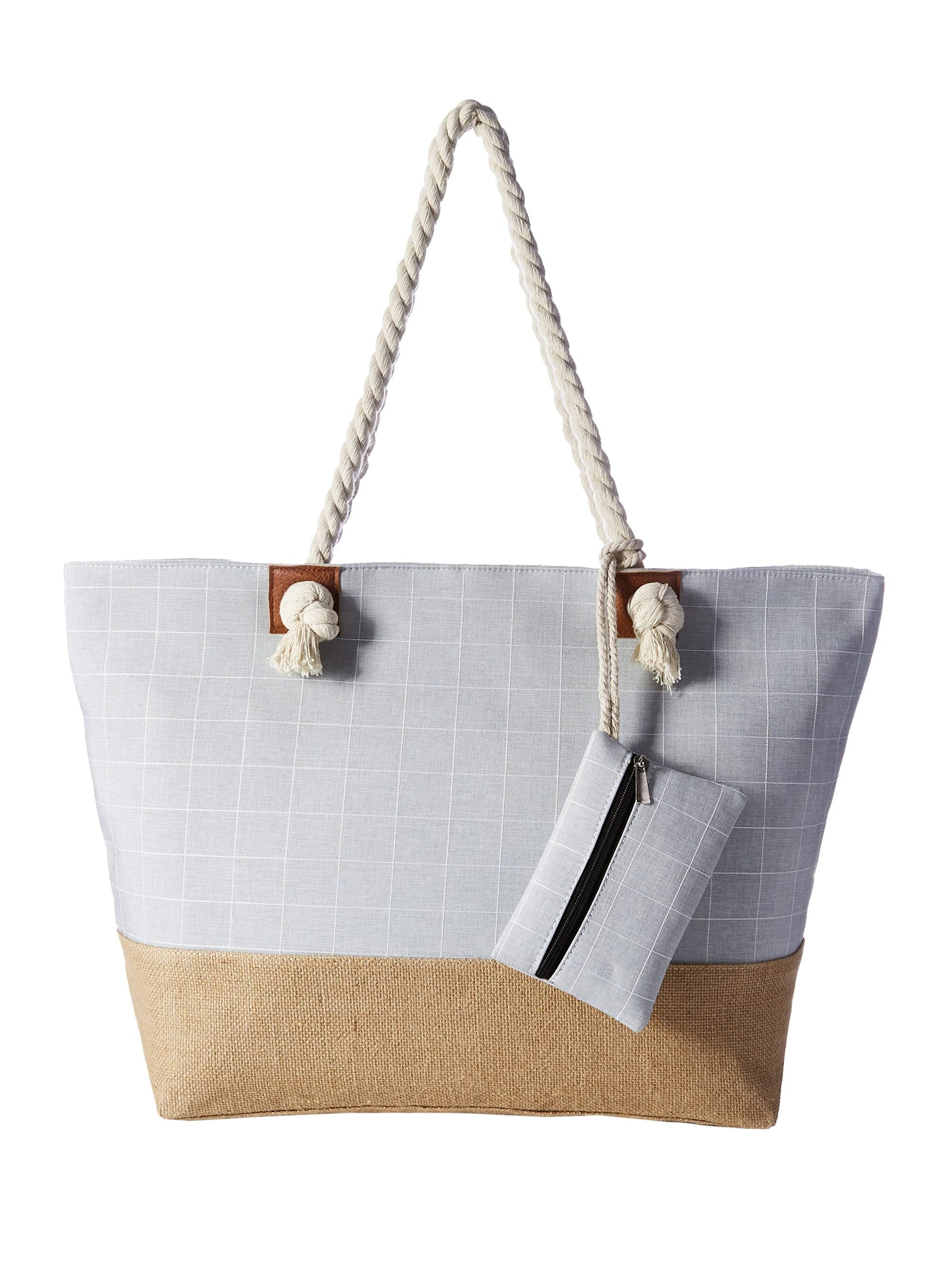 DonDon Strandtasche 'DonDon Strandtasche mit Reißverschluss Shopper Beach bag Badetasche - Paisley'‌‌‌‌‌‌‌ in Grau: Vorderseite