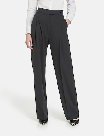 TAIFUN Wide leg Pleated Pants in Black: front