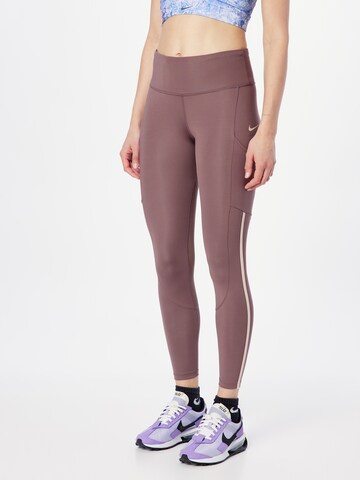 NIKE Skinny Sports trousers in Brown: front
