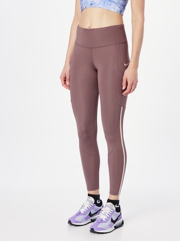 NIKE - Skinny Pantalón deportivo en marrón: frente