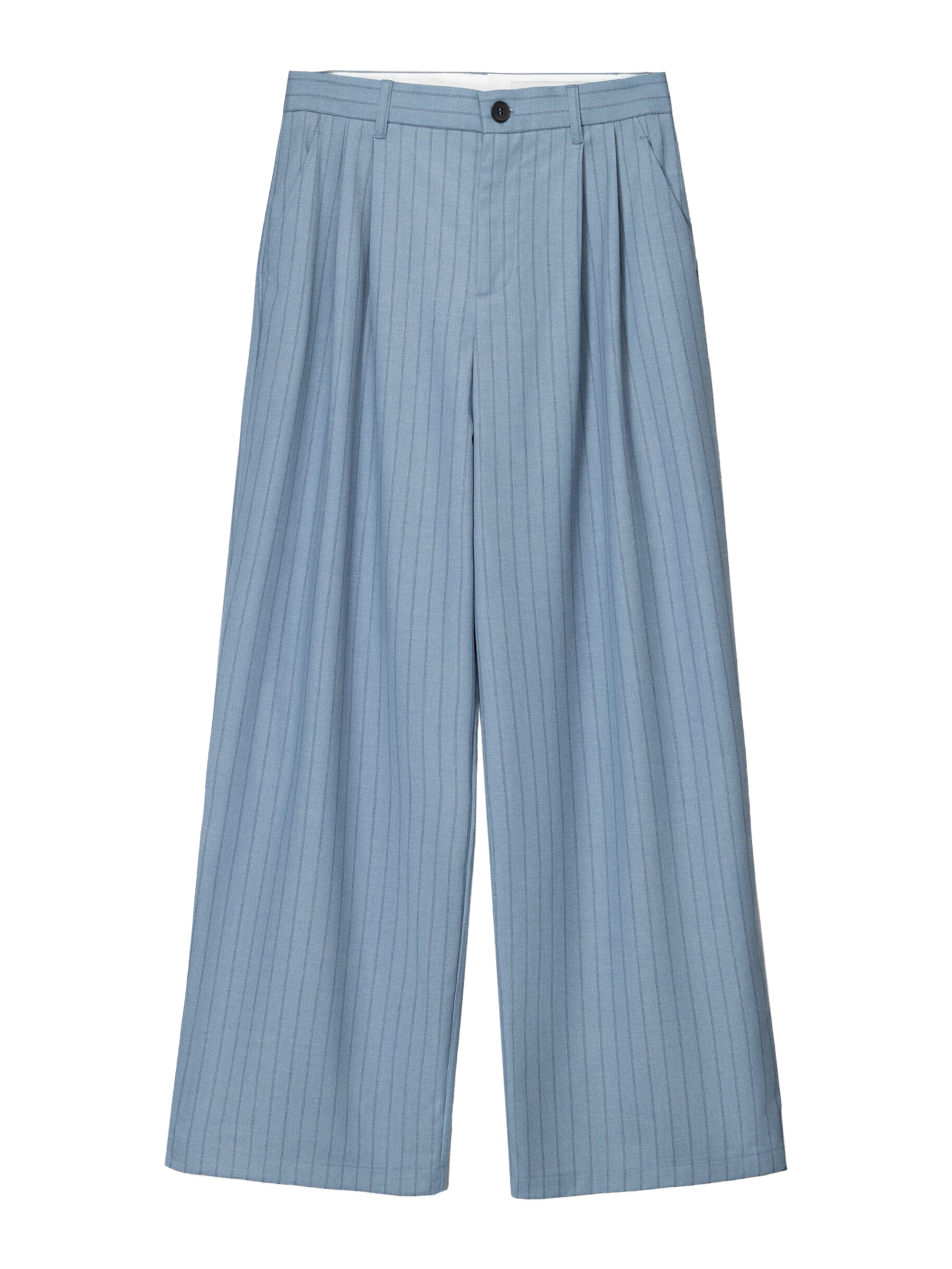 Bershka Zvonové kalhoty Kalhoty se sklady v pase – modrá: přední strana