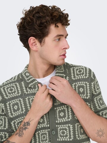 Only & Sons Comfort fit Button Up Shirt in Grey