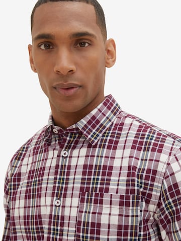 TOM TAILOR Regular fit Button Up Shirt in Red