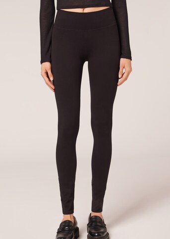CALZEDONIA Skinny Leggings 'THERMO' in Black: front
