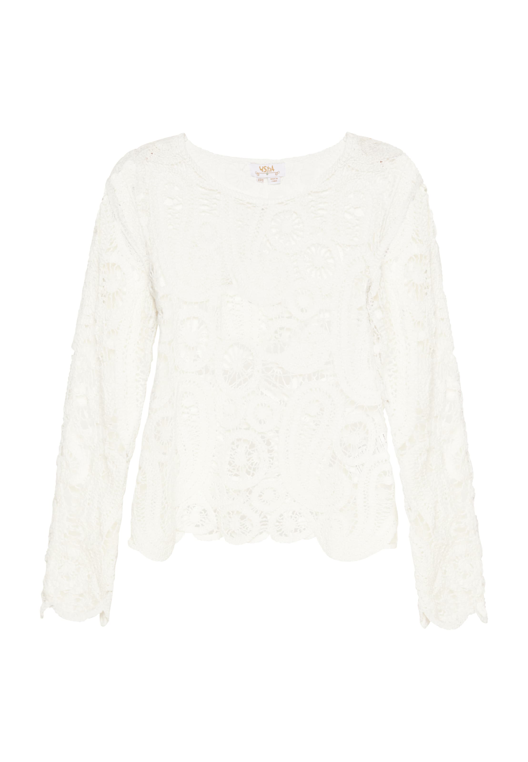 usha FESTIVAL Пуловер 'Fashion Look' в бяло: отпред