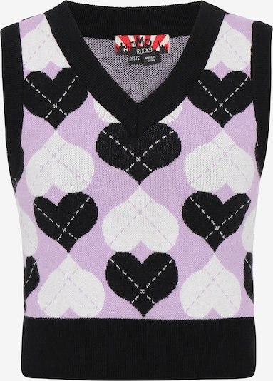 Megztinis iš myMo ROCKS, spalva – alyvinė spalva / juoda / natūrali balta, Prekių apžvalga