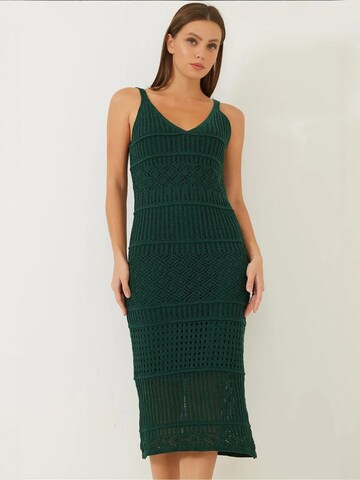 Bianco Lucci - Vestido de malha em verde: frente