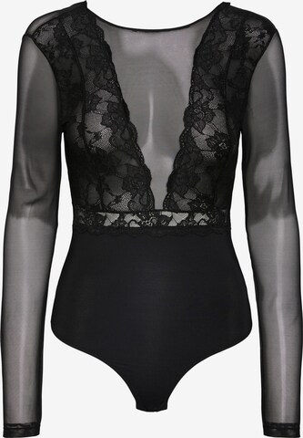 PIECES Shirt Bodysuit 'SICCA' in Black: front