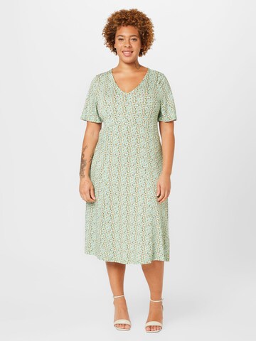 Fransa Curve Summer Dress in Green: front