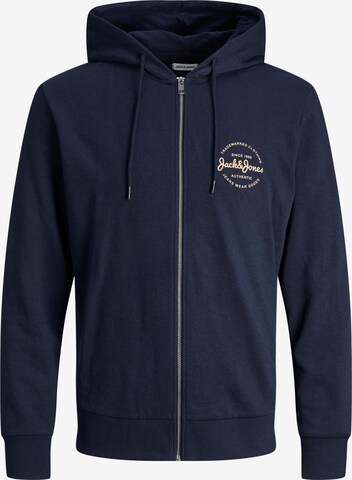 Jack & Jones Plus Zip-Up Hoodie in Blue: front