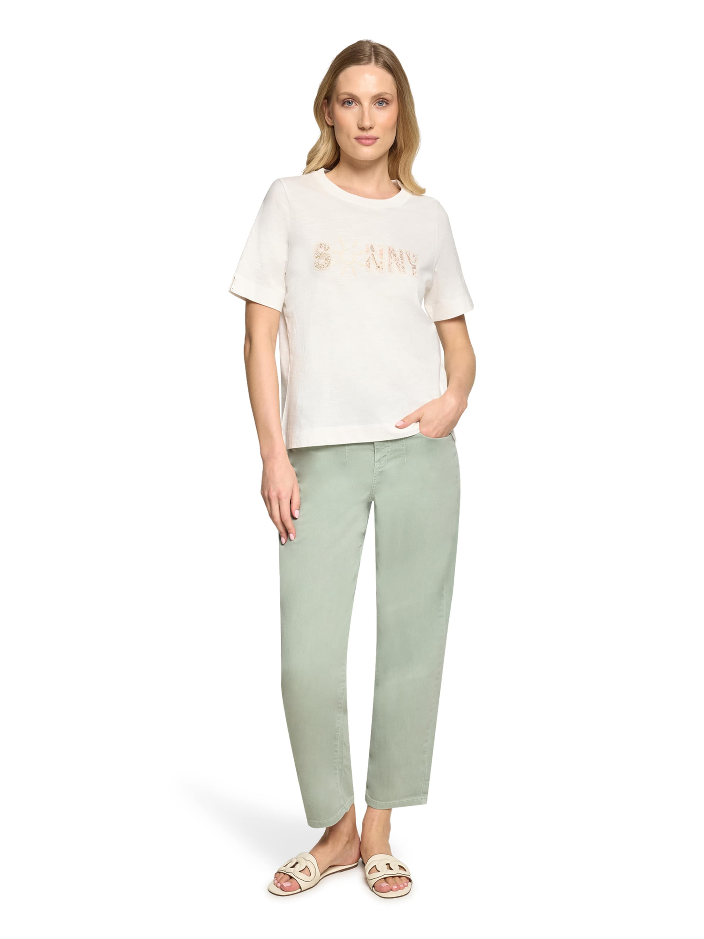Cartoon Printshirt mit Rundhalsausschnitt in Weiß