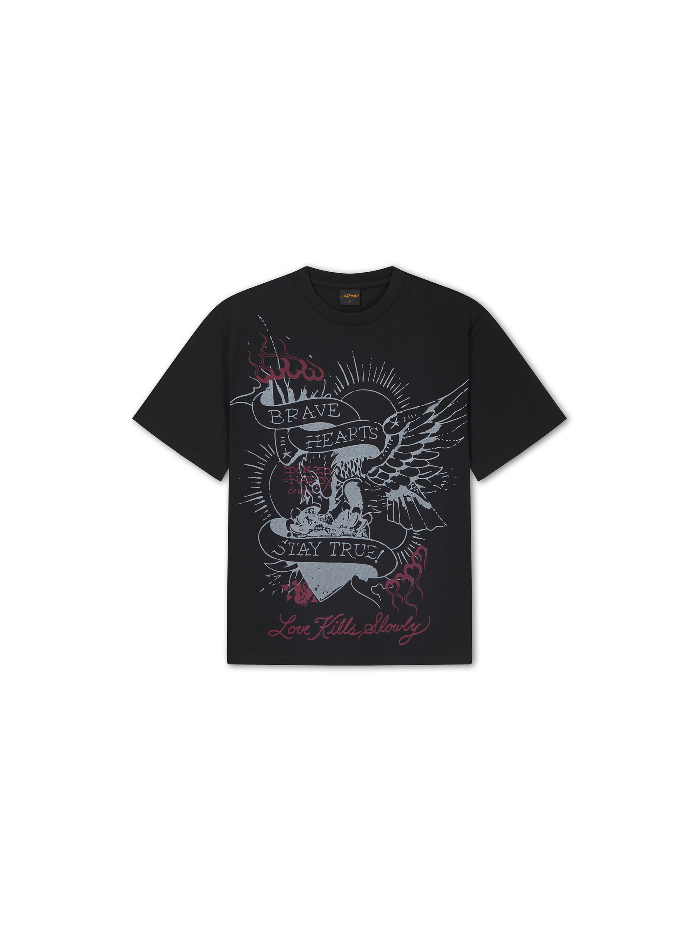 Ed Hardy - Camisa 'Brave Hearts Stay True' em preto: frente