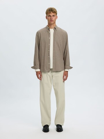 SELECTED Regular Fit Hemd in Braun