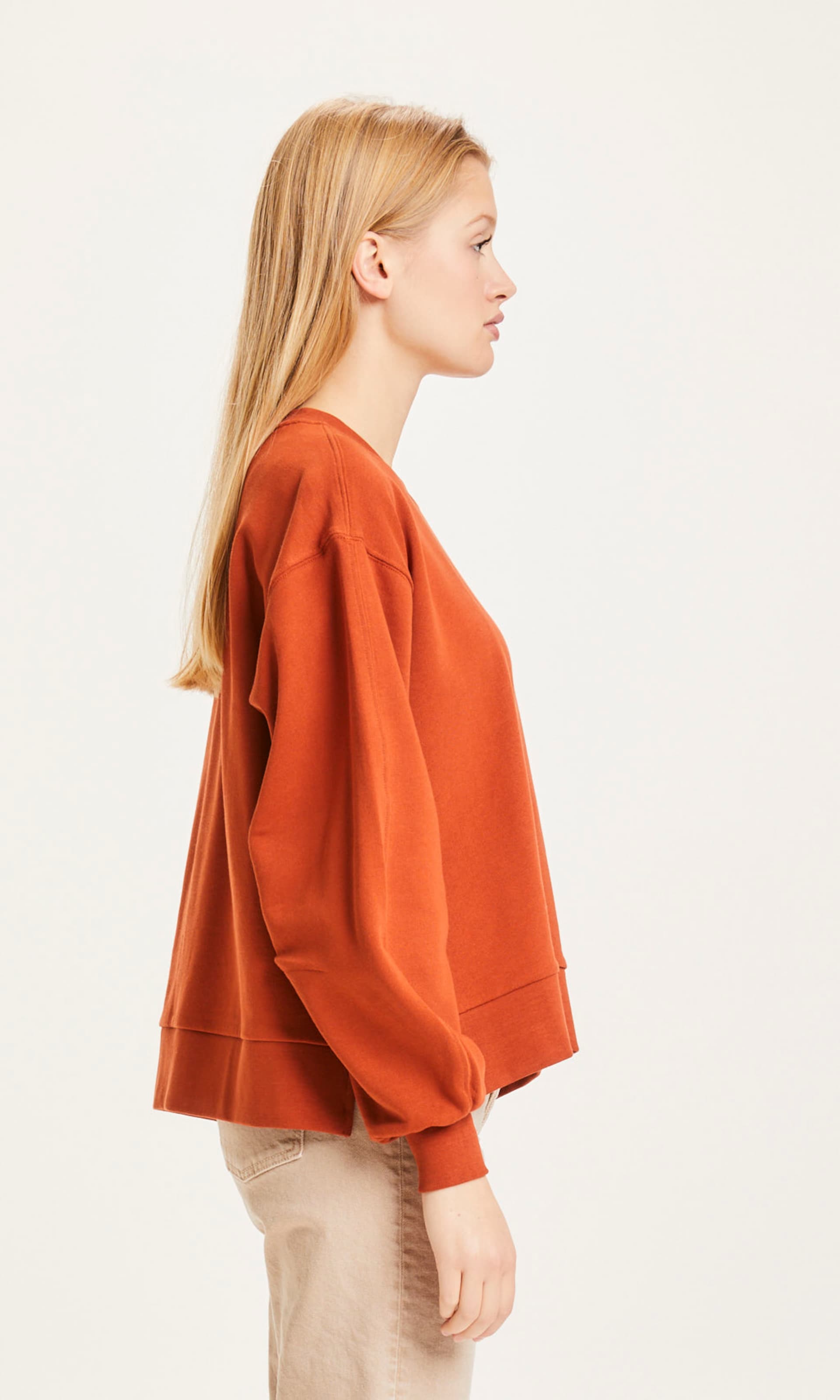 Frauen Sweat KnowledgeCotton Apparel Sweatshirt 'Erica' in Orangerot - LK25926