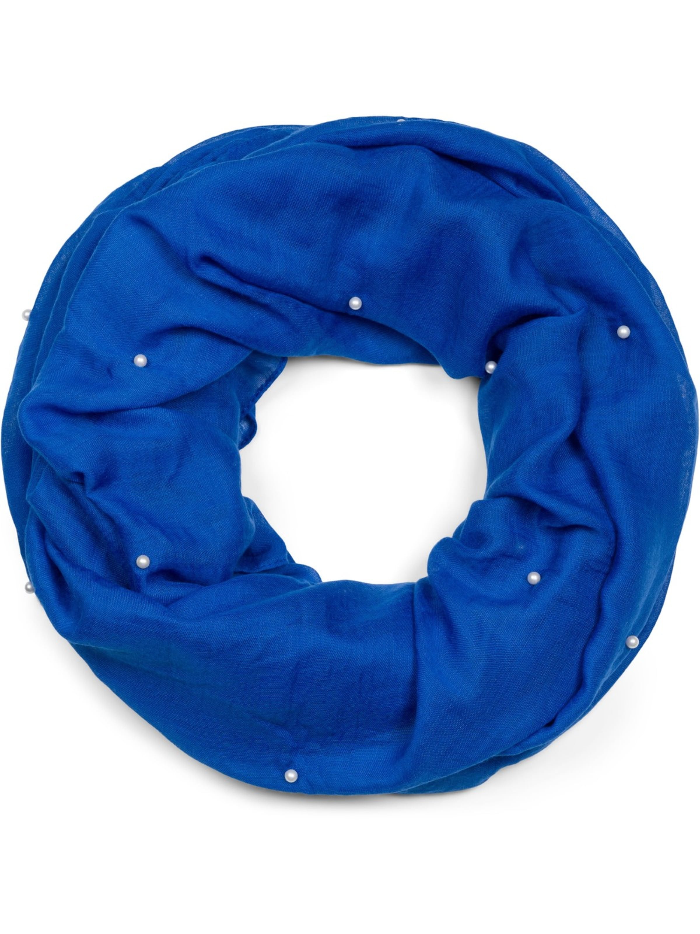styleBREAKER Schlauchschal 'Loop Schal mit Perlen Applikation'‌‌‌ in Blau: Vorderseite