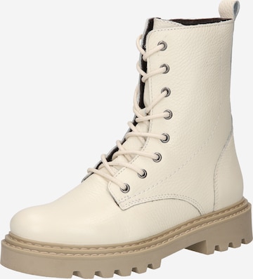 PS Poelman Lace-Up Ankle Boots in Beige: front