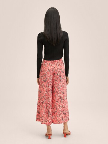 MANGO Wide leg Bandplooibroek 'LIFE' in Rood