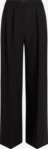 Karl Lagerfeld Wide leg Pleat-Front Pants in Black: front