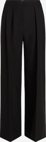 Karl Lagerfeld Wide leg Pleat-Front Pants in Black: front