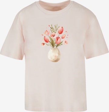 T-shirt 'Rosa Frühlingsblumenstrauß in Vase' F4NT4STIC en rose : devant