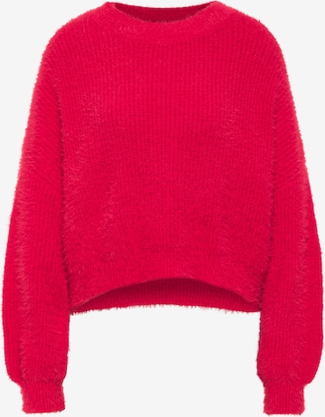 Pullover extra large di faina in rosso: frontale