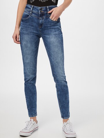 STREET ONE Slimfit Jeans 'QR York' in Blauw: voorkant