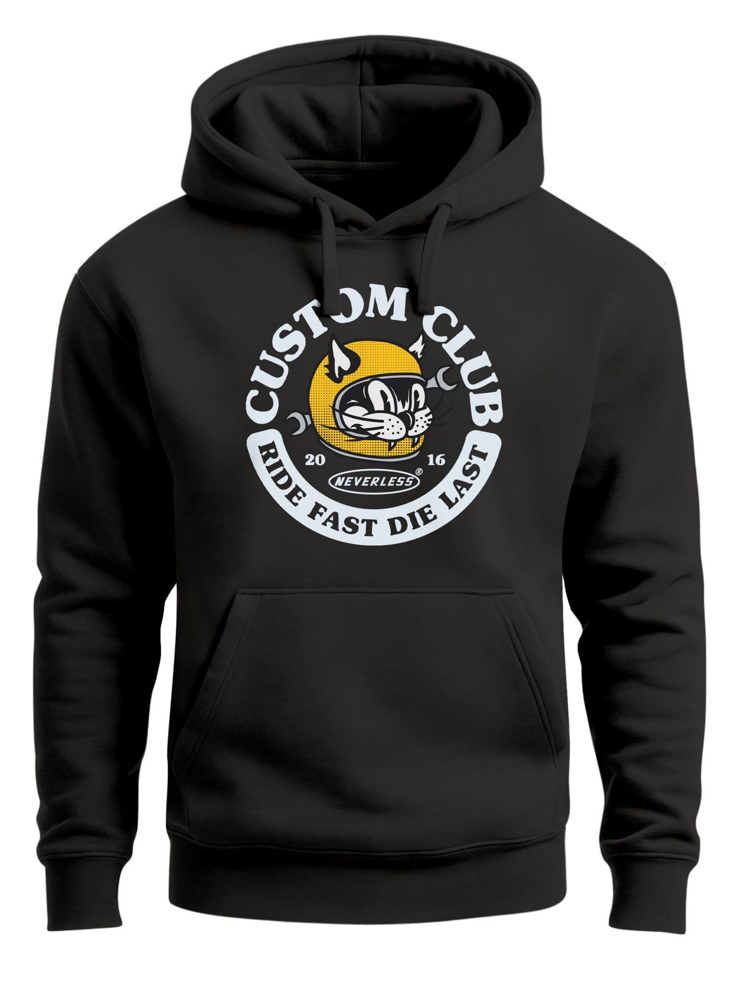 Neverless Sweatshirt 'Racing Cat' in Black: front