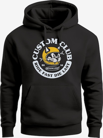 Neverless Sweatshirt 'Racing Cat' in Schwarz: Vorderseite