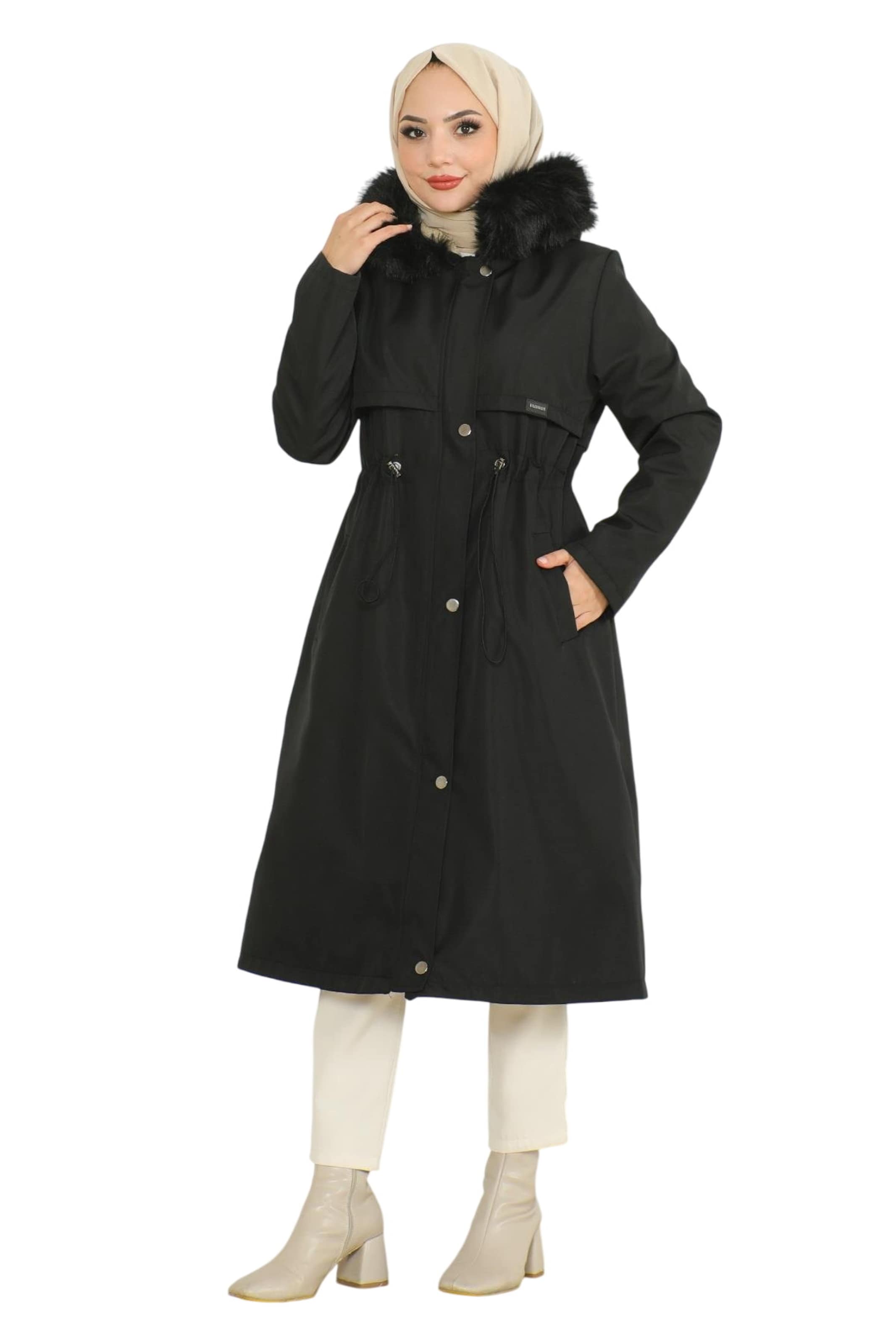 MODAMIHRAM Wintermantel in Zwart: voorkant