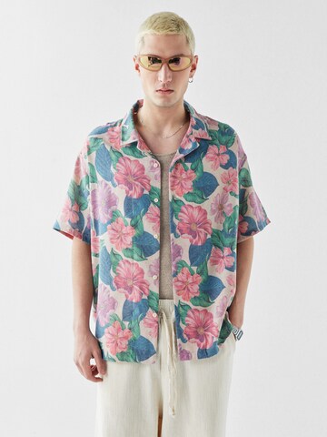 VAMOS CLO Comfort fit Button Up Shirt 'Lincoln' in Purple: front