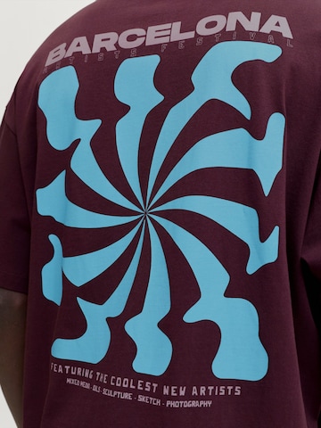 JACK & JONES Majica 'JORBARCELONA' | rdeča barva