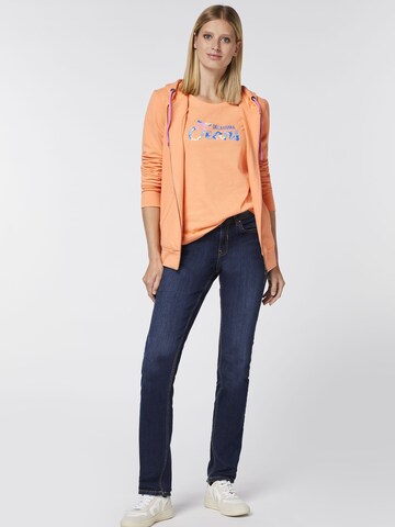 Oklahoma Jeans Shirt ' mit floralem Label-Akzent ' in Orange