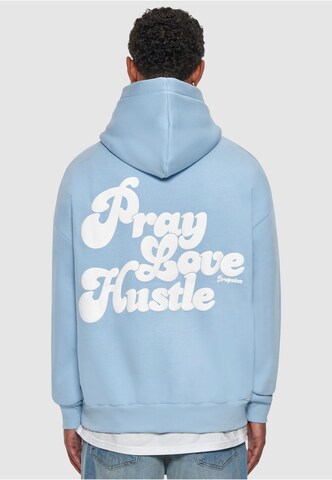 Dropsize Sweatshirt 'Pray Love Hustle' in Blauw: voorkant