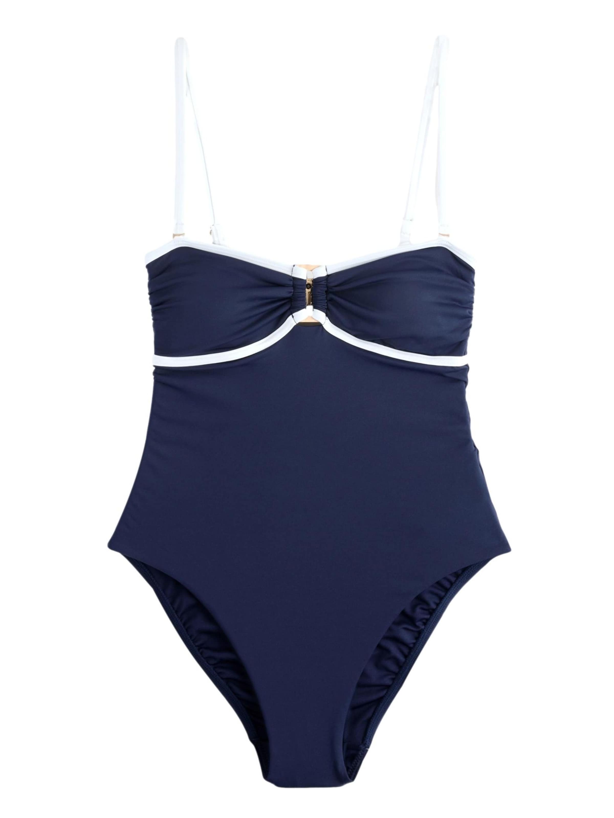 Mint Velvet Сутиен бандо Бански костюм в синьо: отпред