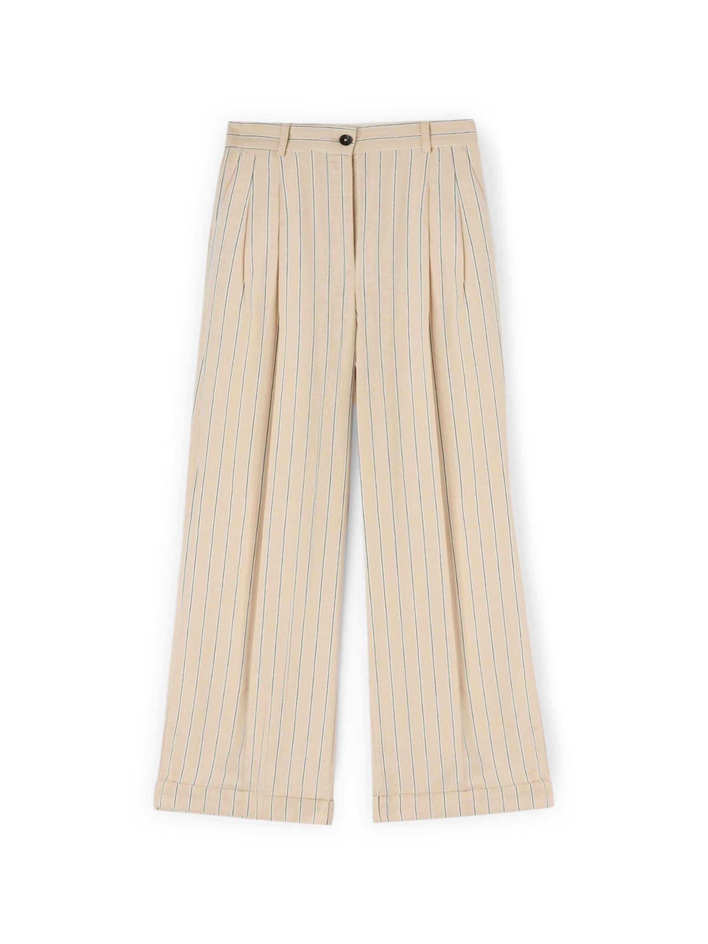 MOTIVI Wide leg Broek in Beige: voorkant