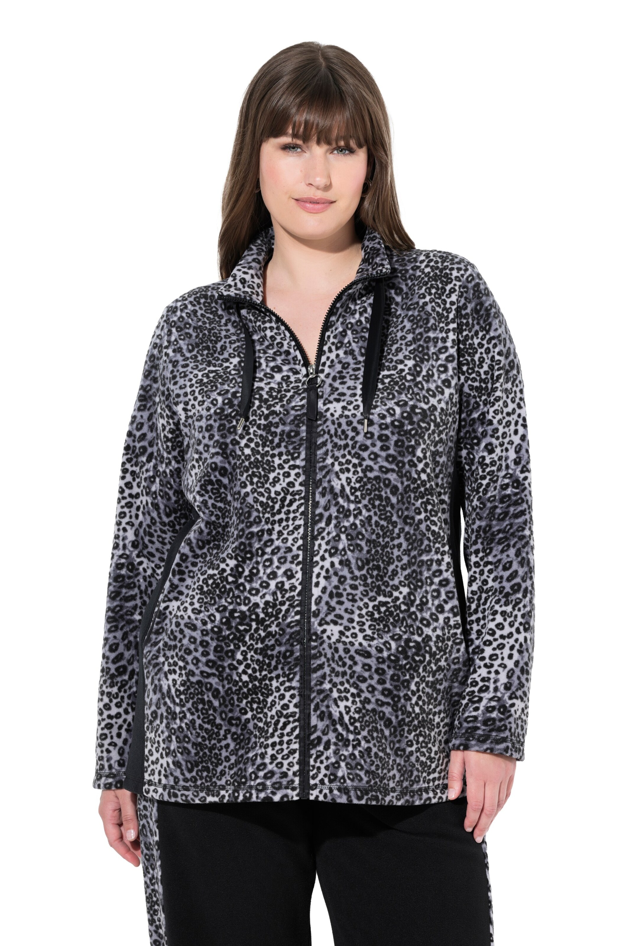 Ulla Popken Sweat jacket in Black: front