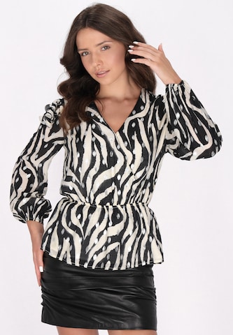 Camicia da donna di faina in nero: frontale