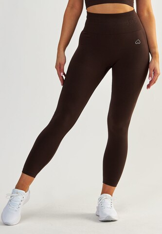 BeShaped Skinny Sports trousers 'Lichaam Boost' in Brown: front