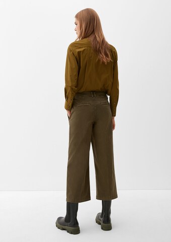 Wide Leg Pantalon à plis s.Oliver en vert